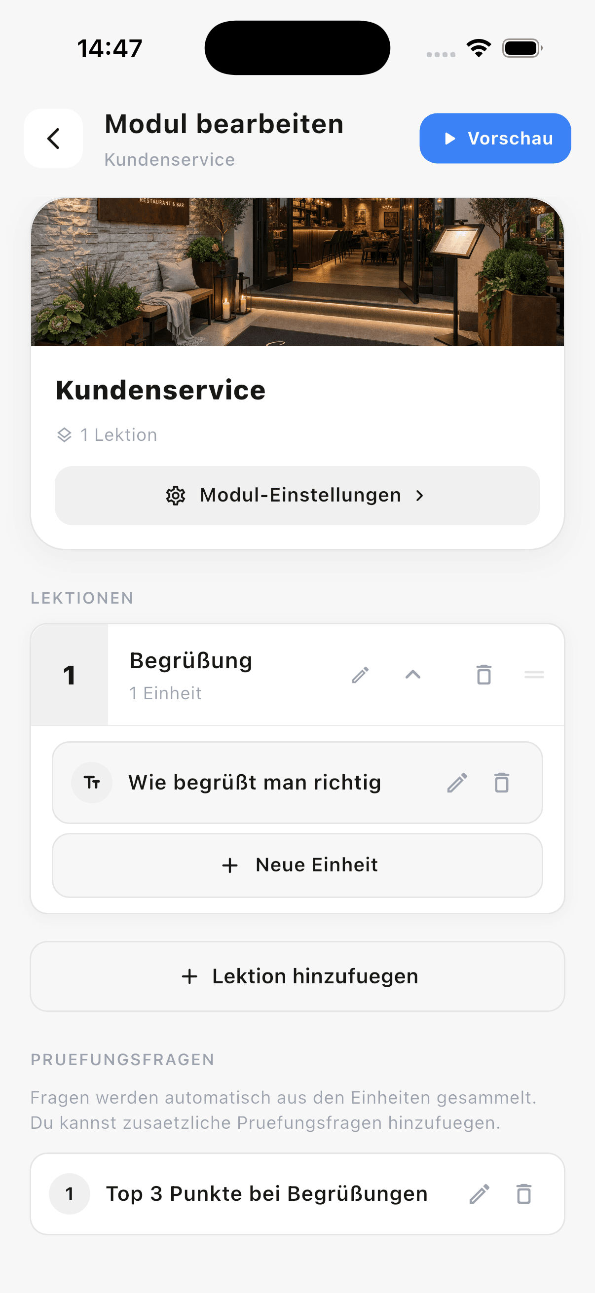 Istaris App: Modul bearbeiten